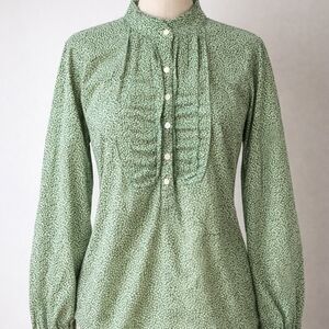 J.Crew Green Floral Print Button Front Blouse XL